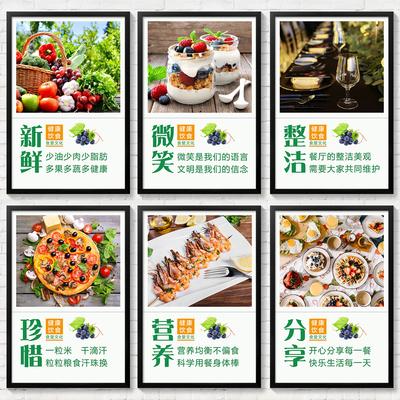 学校食堂文化墙挂画公司餐厅装饰画企业员工文明用餐壁画饭堂标语