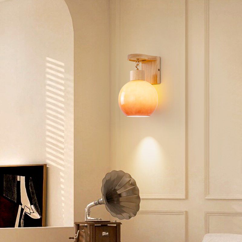 原木中古奶油风壁灯北欧简约客厅过道楼梯灯日式卧室床头护眼灯