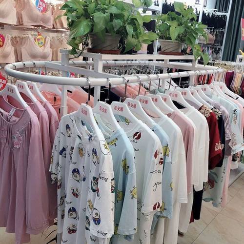 服装店展示架落地式中岛架椭圆货架双杠侧挂展示架女童装挂衣架子