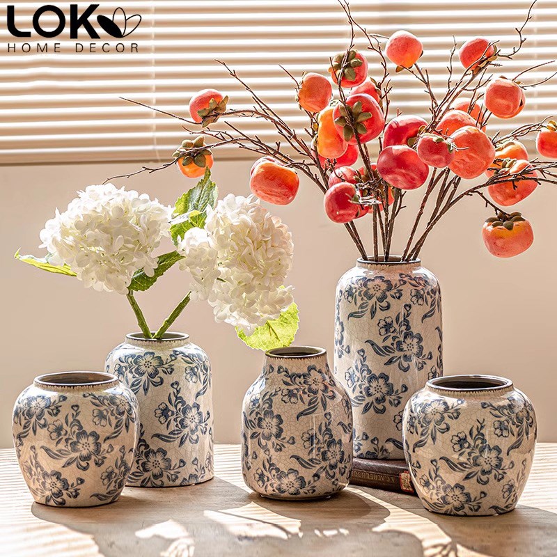 青花瓷花瓶景德镇陶瓷轻奢高级感复古客厅新中式装饰插花花瓶摆件