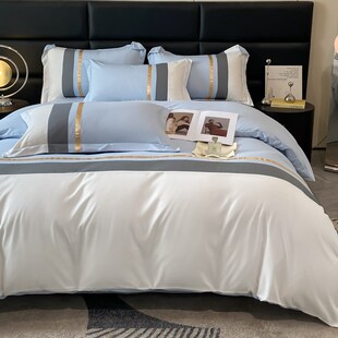 轻奢北欧风床上被子四件套水洗棉床单被套高级1米5七八件套床笠款