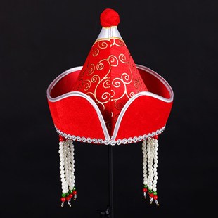 儿童蒙古族帽子女孩款小孩童帽尖顶高顶舞蹈演出跳舞帽蒙古舞头饰
