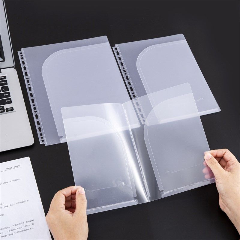 透明双插页袋双面活页文件袋L型活页袋a4/a5资料收纳袋加厚防水A5