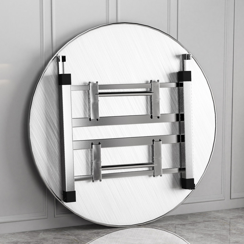 304不锈钢转盘餐桌折叠桌子圆形酒店饭店大排档流水席圆桌面家用