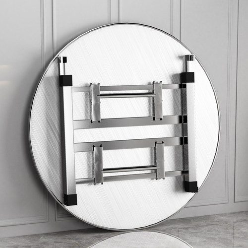 304不锈钢转盘餐桌折叠桌子圆形酒店饭店大排档流水席圆桌面家用