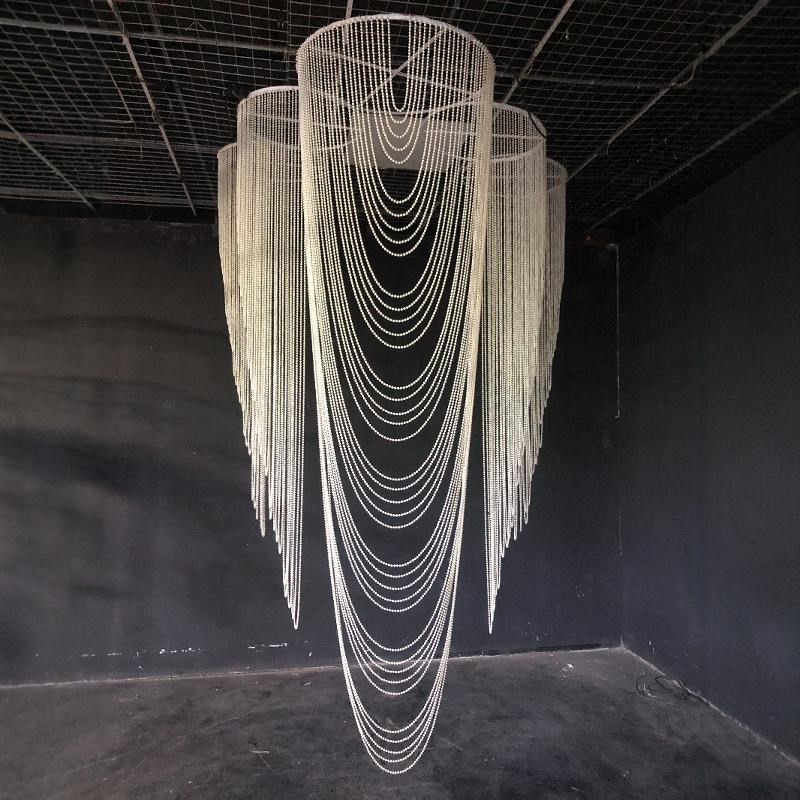 婚庆道具珍珠兰舟圆环韩式波浪珠帘酒店婚礼堂吊顶珍珠链背景装饰