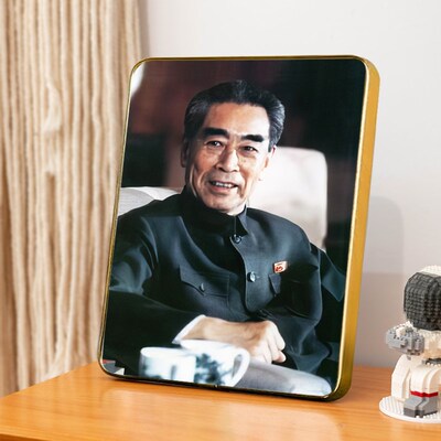 周总理摆像伟人家居相框摆件青年照周恩来画像旧版老照片挂画摆台
