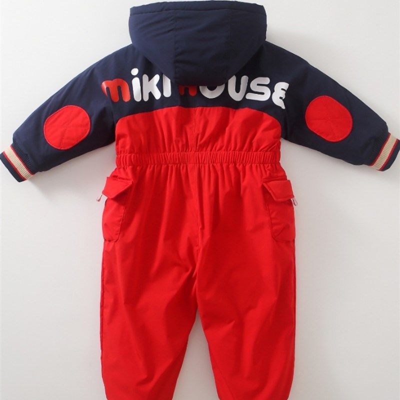 Miki外出童装新款宝宝爬服棉衣男女儿童冬季加厚保暖连帽滑雪服