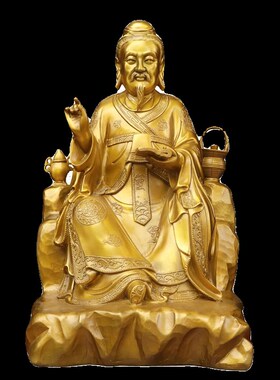 纯黄铜药王孙思邈名医坐像摆件室内药馆孙思邈名医铜像工艺品摆设