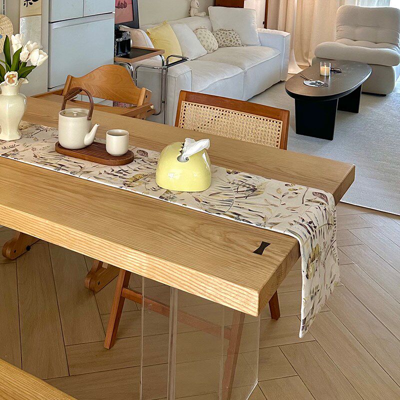 【伊萨卡】桌旗法式氛围感高级感原木风防水茶几台布长条布