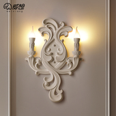 法式 石膏壁灯雕花背景墙客厅灯轻奢复古奶油风卧室床头创意灯具