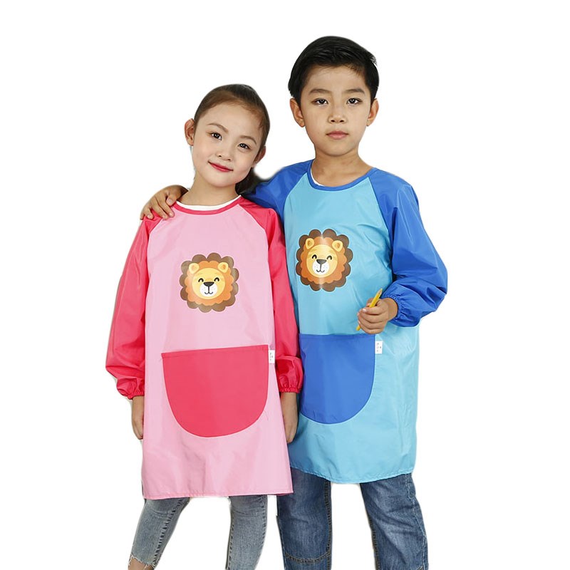 儿童防水围裙幼儿园画室长袖罩衣宝宝吃饭美术幼儿定制logo印名字