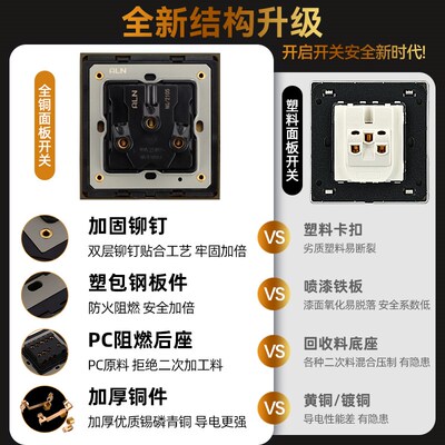 阿尔诺复古欧式青古铜开关插座面板暗装一开双控五孔别墅家用家装