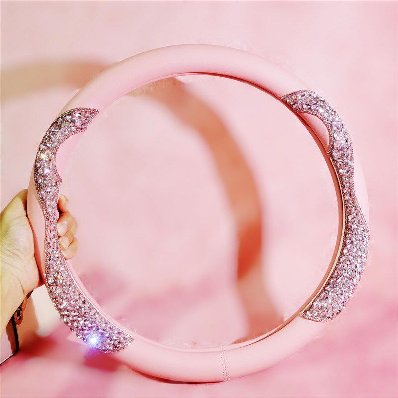 卡通可爱方向盘套四季通用女神水钻汽车把套创意粉色奔驰宝马奥迪