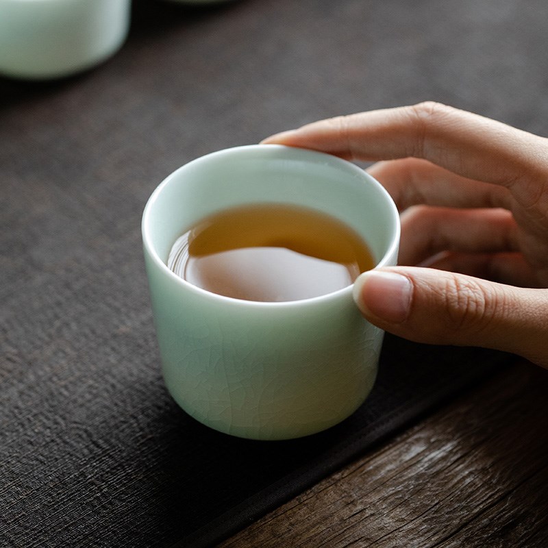 哥窑翠玉茶壶开片可养手把泡茶壶带过滤茶具单壶家用泡茶功夫茶杯