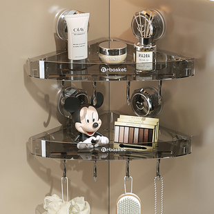 吸盘浴室三角置物架免打孔洗漱台转角挂墙架壁挂式卫生间收纳架子