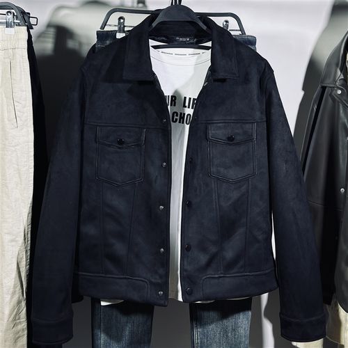 柜529!春季新品男装绒面质感效果夹克ZA8281652男士仿麂皮绒外套