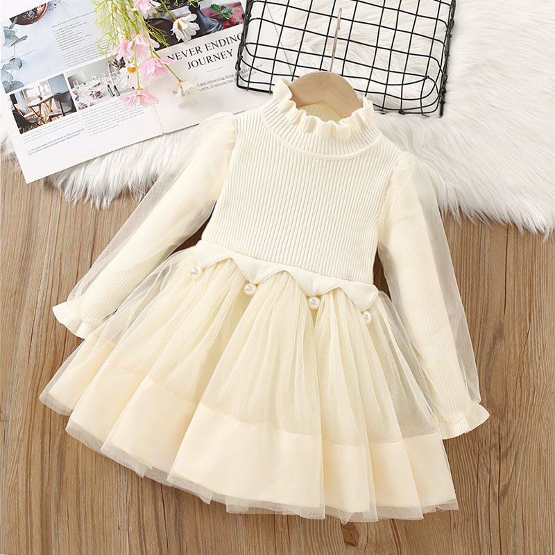 女童毛衣裙子秋冬装2024新款儿童女宝宝加绒加厚公主裙冬季连衣裙