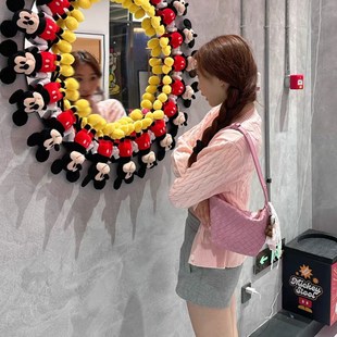 港味风格粉色小个子针织毛衣外套女开衫圆领麻花短款单排扣上衣服