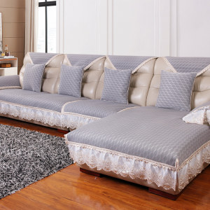 罗迪妮 欧式布艺防滑皮沙发垫四季通用组合全盖沙发套罩巾定做