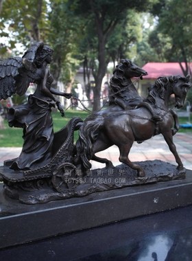 罗马战车天使女铜像雕塑家居装饰品电视酒柜玄关展示架办公室摆件