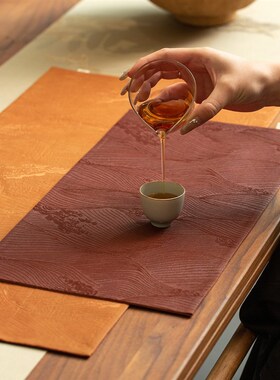 红云纱海水纹茶席复古干泡席茶垫素雅文艺喝茶商务会客小桌垫知舍