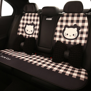 2024新款 座 格子卡通汽车坐垫四季 网布透气女神座椅U套半包围夏季
