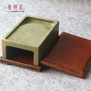 肇庆端砚六寸抄手绿端砚台手工经典精品天然墨海墨池