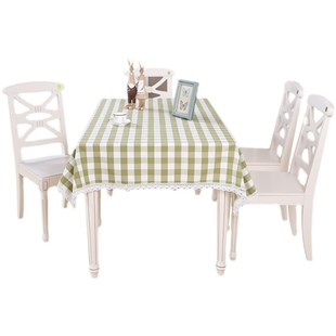 客厅茶几桌布防水防油防烫长方园形棉麻格子麻将餐桌野餐方桌布艺