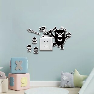 创意关装饰墙保护立体插座纸夜光遮挡墙壁家用d