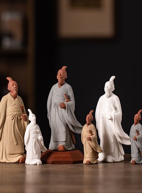 屈原摆件历史人物中式陶瓷雕像书房桌面景观造景装饰品端午节礼物