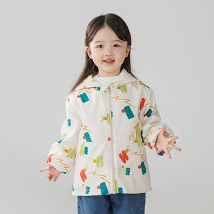 儿童秋冬季童趣羽绒服防脏罩衫防水长袖拉链罩衣幼儿园吃饭护衣