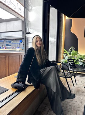 Xinlei Lin 暖暖德绒阔腿褶皱双色保暖舒适卫裤长裤女秋冬