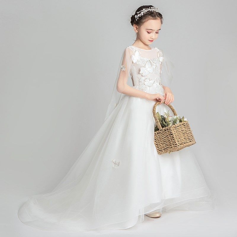 女童拖尾婚纱小女孩花童晚礼服童装连衣裙白纱裙蓬蓬纱儿童公主裙,童装/婴儿装/亲子装,儿童礼服,淘宝优惠券,粉丝福利购,淘宝优惠卷