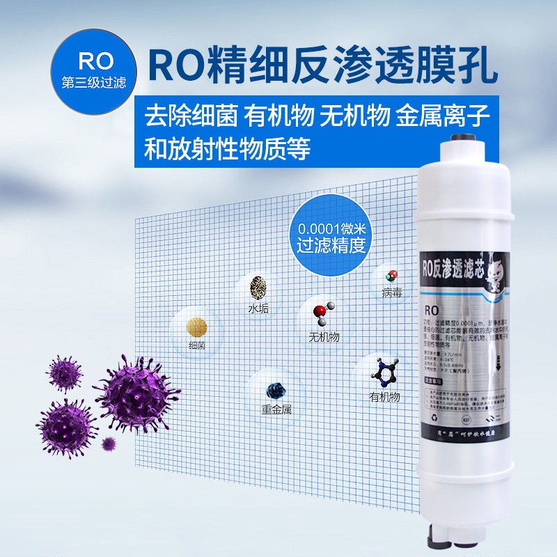 韩式一体RO膜反渗透滤芯快插10寸净水器家用ro膜快接式净水机滤芯