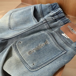 冬款 中大童童装 男童女童宽松一体绒休闲长裤 170儿童加绒牛仔裤