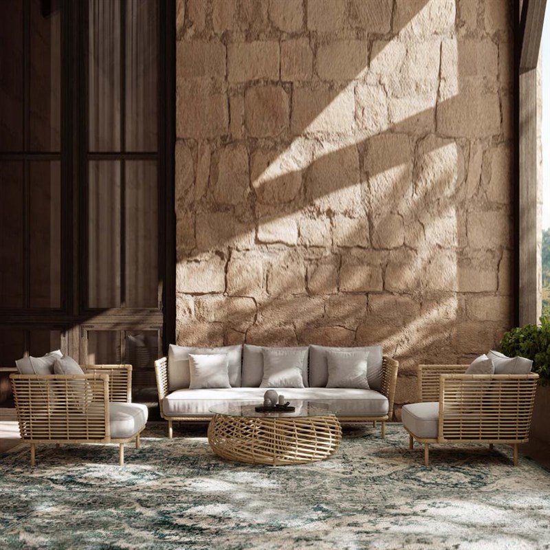 户外藤编沙发庭院休闲室外阳台藤椅防晒防水民宿阳光房组合家具