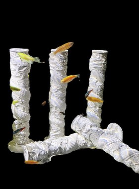 栩元  中式禅意水泥盘龙柱鱼缸造景摆件水族箱创意沉底微景观装饰