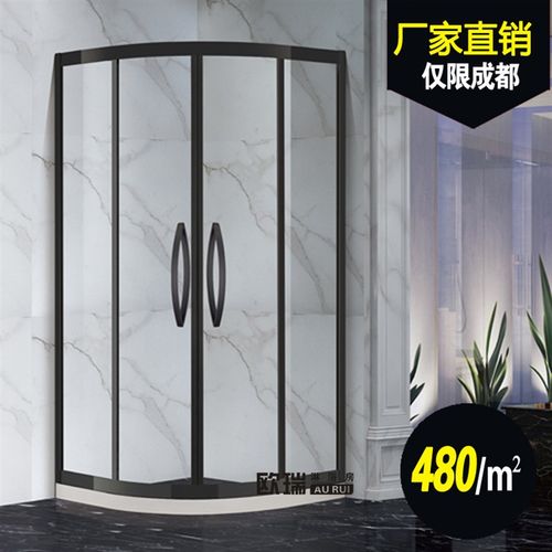 成都整体淋浴房黑色淋浴门钢化玻璃浴房卫生间圆弧形扇形