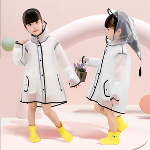 带书包位雨披装 小学生雨鞋 防水 全身夏季 儿童雨衣女童22女新款