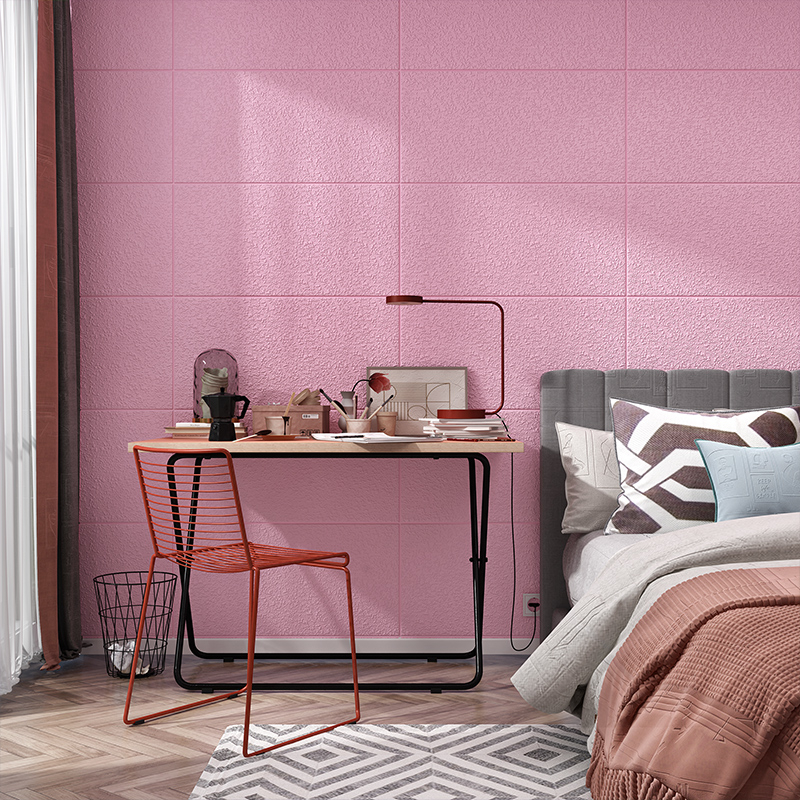 3D立体自粘蚕丝墙纸客厅卧室素色纯色家用出租房防水防潮自贴墙贴