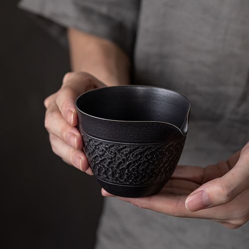 手工跳刀公道杯古黑鎏银功夫陶瓷公杯分茶器家用茶海创意茶具匀杯