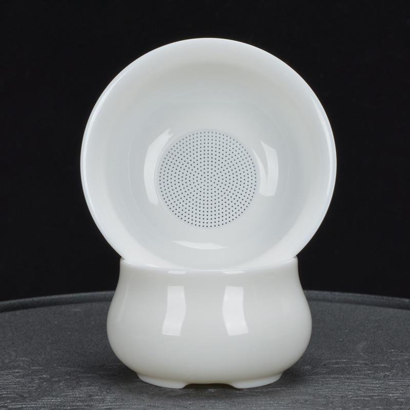 陶瓷茶漏器全瓷一体茶漏网泡茶叶过滤网创意茶隔隔离滤茶器茶具配