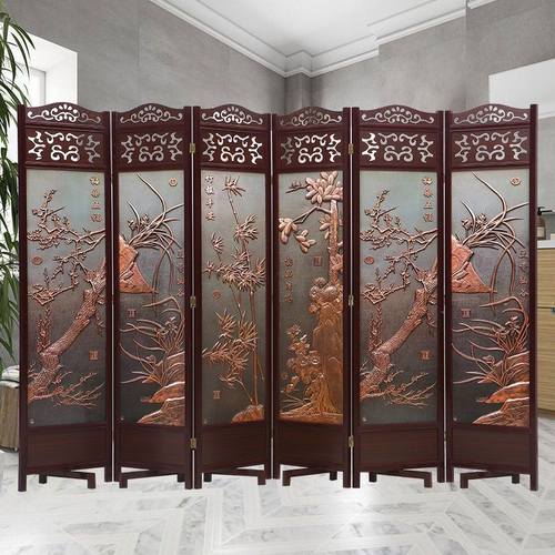 中式实木双面屏风遮挡隔断客厅酒店卧室进门折叠移动玄关复古折屏