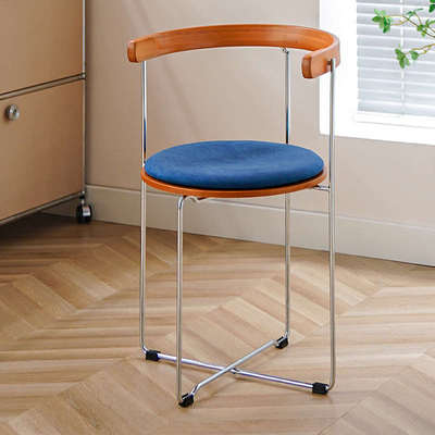 复古实木餐椅家用小户型休闲靠背椅可折叠椅现代简约餐厅餐桌椅子