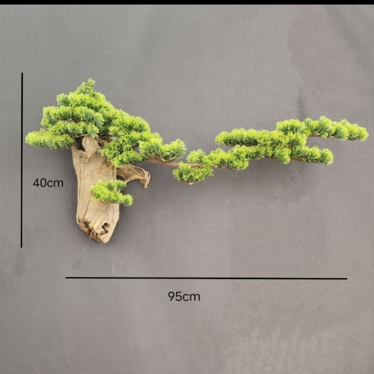仿真植物迎客松中式墙面装饰枯木树壁挂客厅布置造景创意茶室挂件
