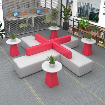 办公室红色沙发银行大堂前台会客接待等候区卡座休息区图书馆大厅