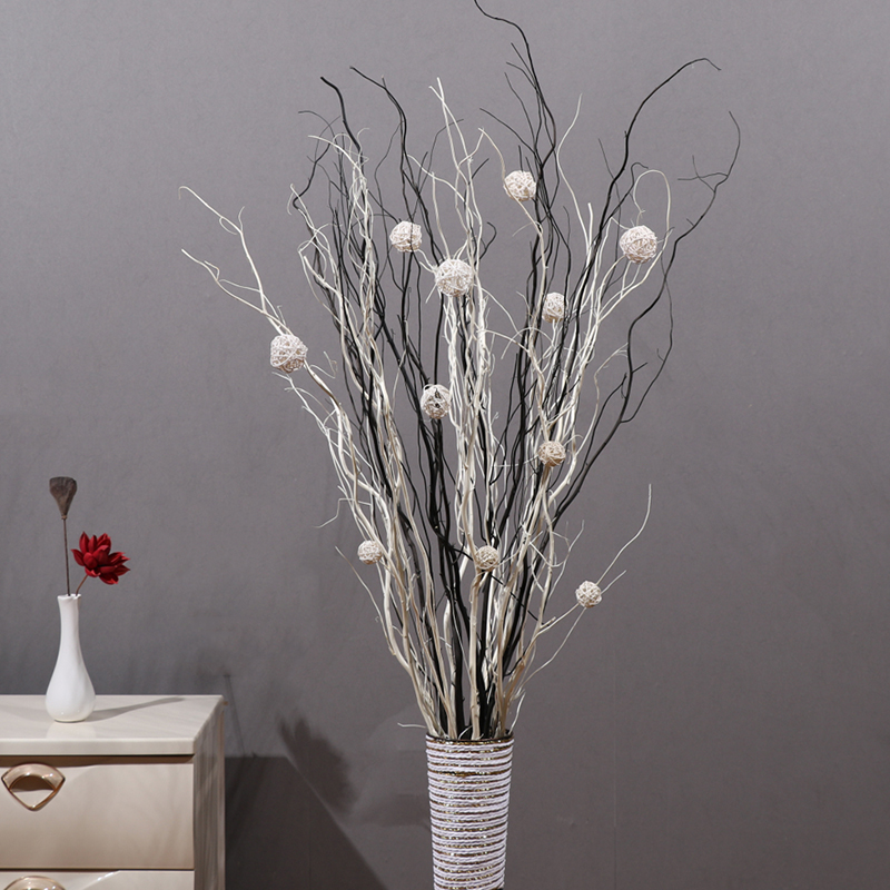 叶脉干花客厅落地仿真假花干枝插花玄关隔断橱窗龙柳曲柳树枝装饰