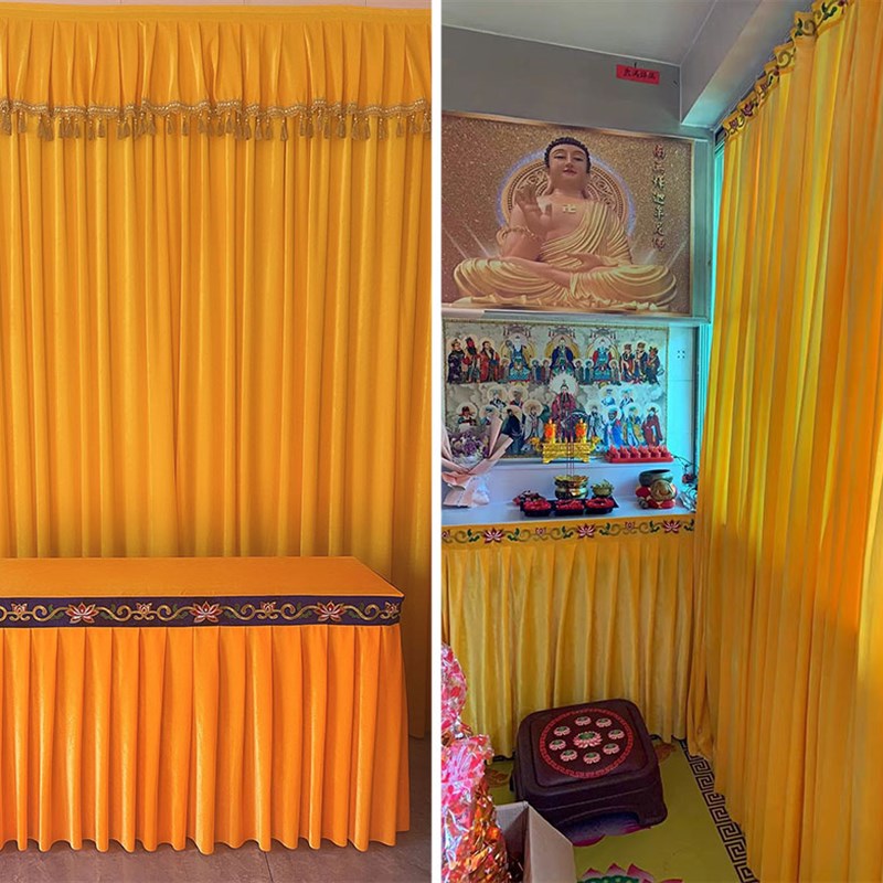 背景帘佛龛遮挡帘刺绣佛堂装饰佛帐帘布帷幔挂佛帘桌布桌裙桌帘