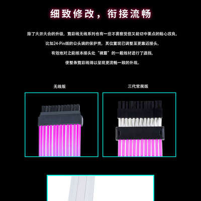 联力四代霓彩线ARGB发光线3*8PIN显卡24PIN主板电源霓虹延长线